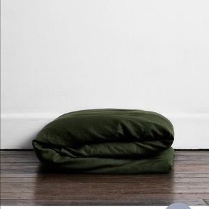 🫒 Linen queen duvet in gorgeous green olive 🫒